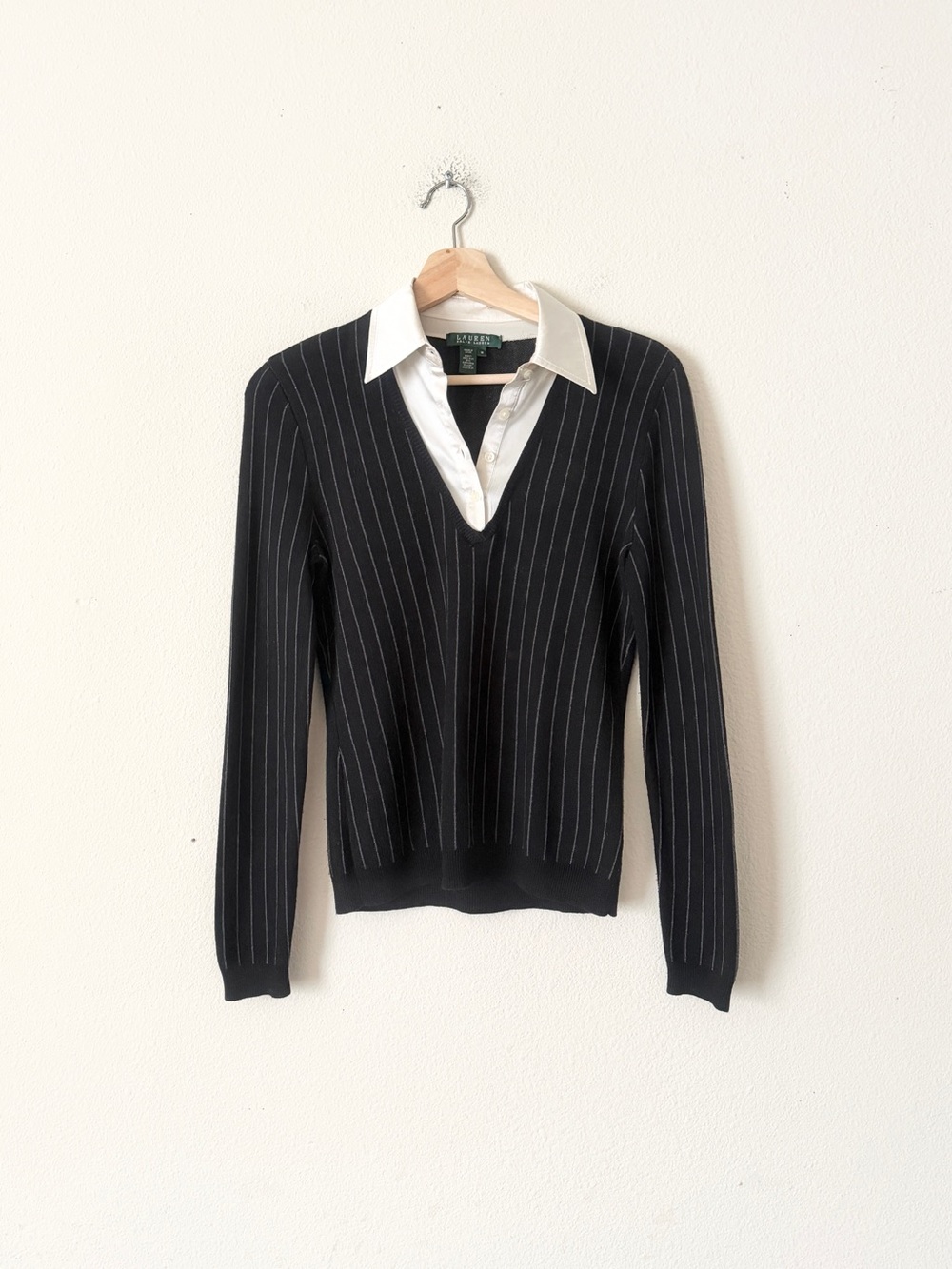 Vintage Ralph Lauren MEDIUM silk & cashmere equestrian style striped sweater